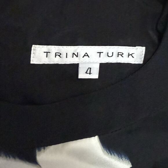 Trina Turk Dress Women's 4 Black Multicolor Abstract Casual Career Work Zip Up - Picture 5 of 8